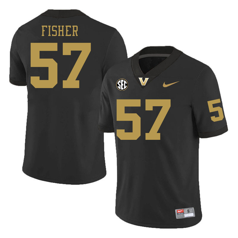 Vanderbilt Commodores #57 Max Fisher College Football Jerseys 2024 Uniforms Stitched-Black